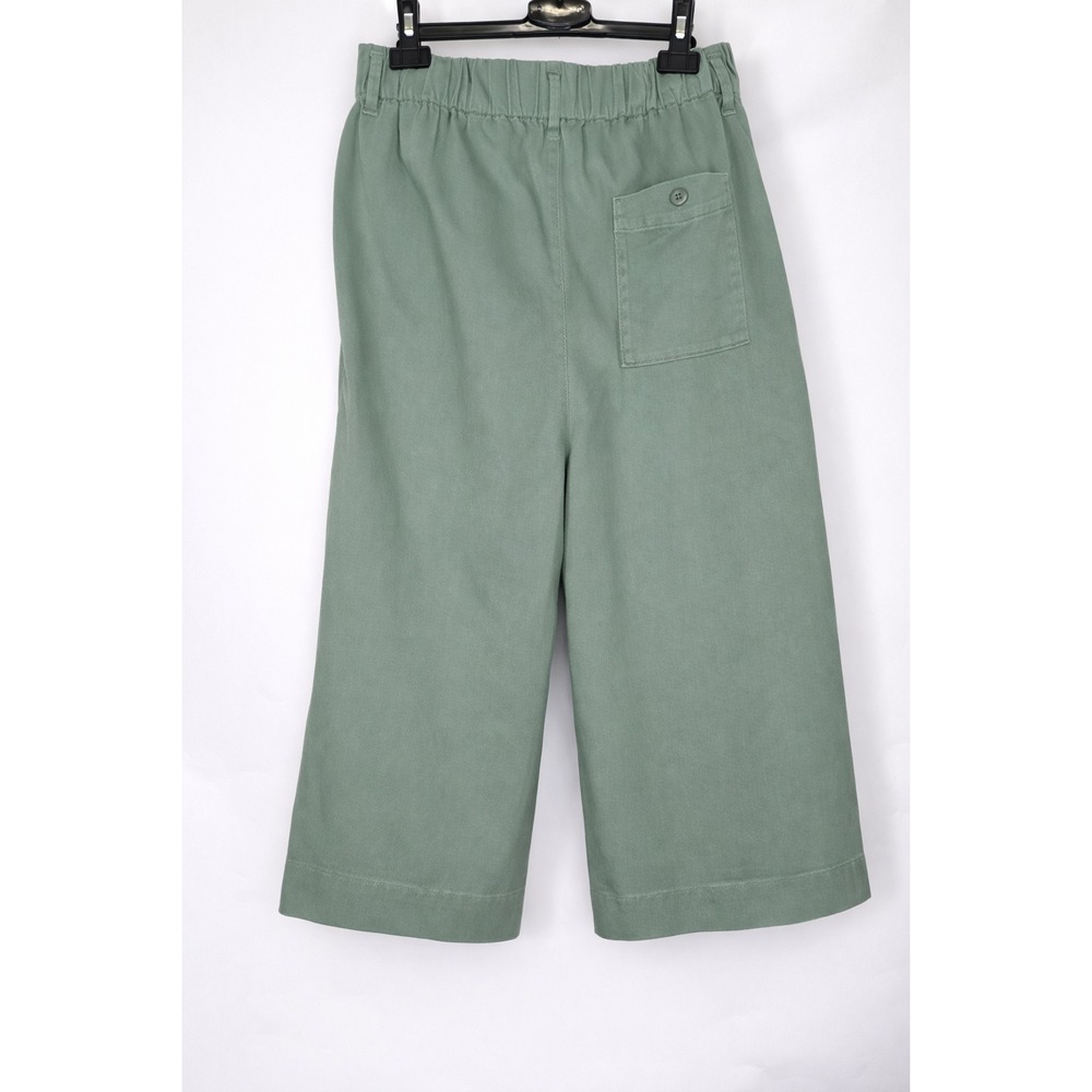 J Crew Re Imagined Sage Green‎ Wide Leg Crop Pants Stretchy Waist Utility Chic